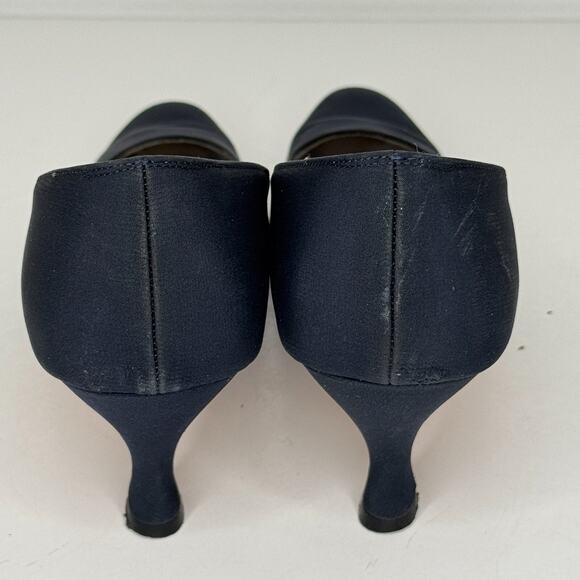 Salvatore Ferragamo Pumps Womens Size 7 4A Black Almond Toe Suede Stiletto Heels - Picture 3 of 11